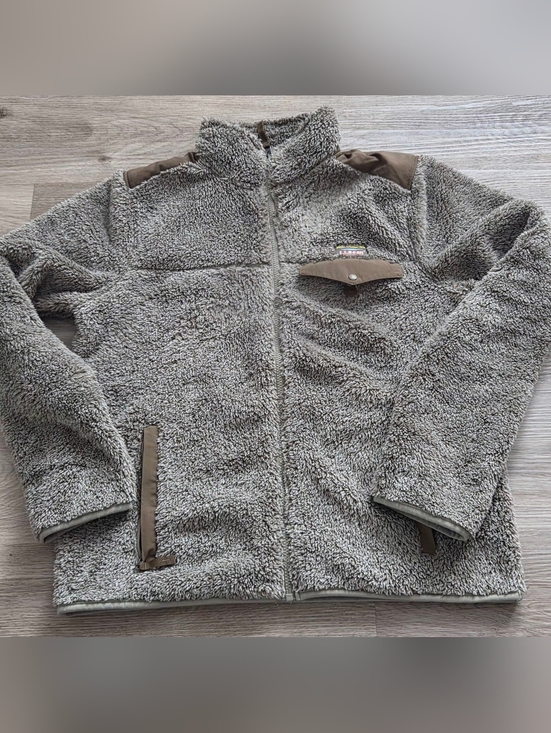 L.L. Bean Sweaters - L. L. Bean Sherpa Fleece Zip Jacket in Taupe and Brown It has a small stain.